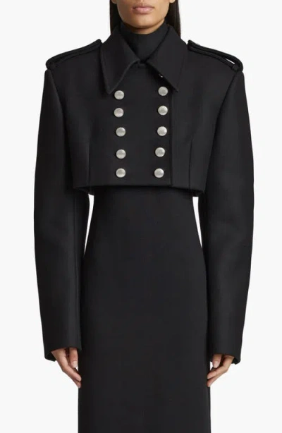 KHAITE KHAITE LEARA DOUBLE BREASTED CROP MELTON WOOL BLEND JACKET