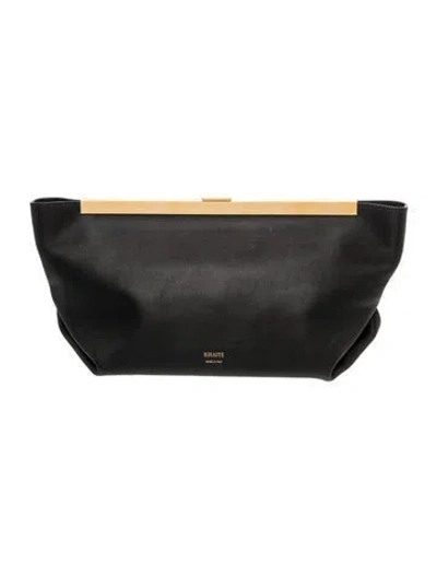 Pre-owned Khaite Leather Aimee Clutch Small In Black