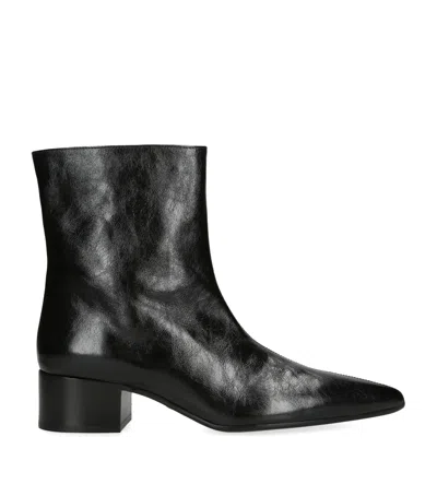 Khaite Leather Andee Ankle Boots In Black