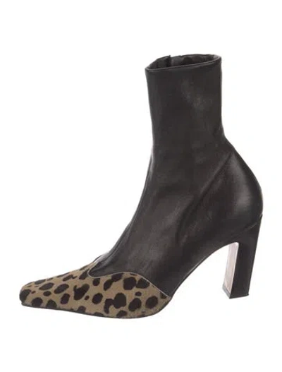 Pre-owned Khaite Leather Animal Print Boots In Black