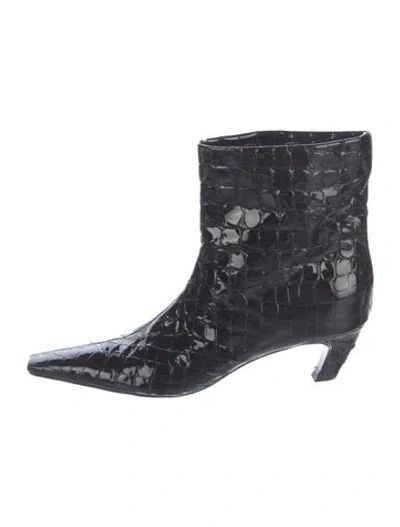 Pre-owned Khaite Leather Animal Print Boots In Black