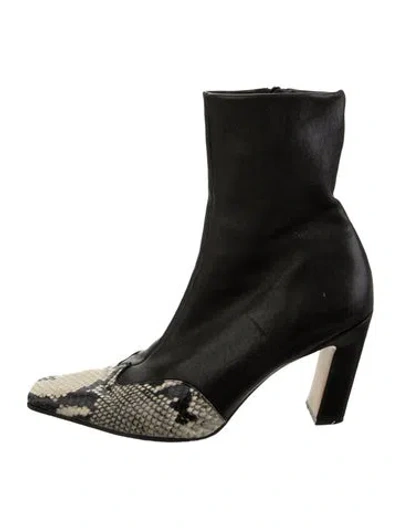 Pre-owned Khaite Leather Animal Print Boots In Black