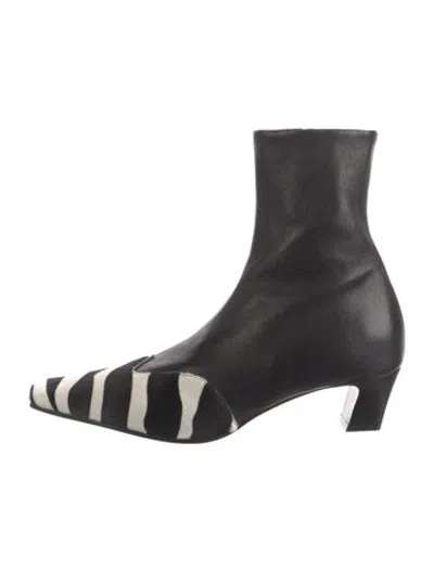 Pre-owned Khaite Leather Animal Print Boots In Black