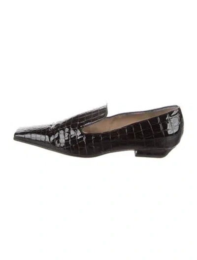 Pre-owned Khaite Leather Animal Print Loafers In Black