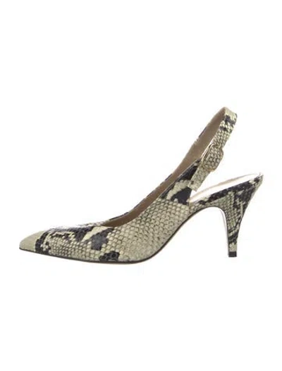 Pre-owned Khaite Leather Animal Print Slingback Pumps In Neutral