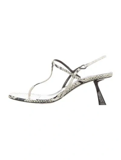 Pre-owned Khaite Leather Animal Print T-strap Sandals In Neutral