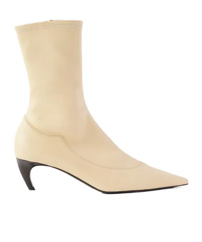 Khaite Valerie Leather Ankle Boots In Neutral