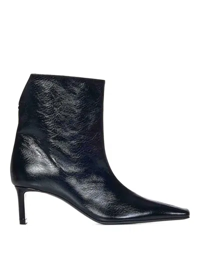 KHAITE LEATHER ANKLE BOOTS WITH SQUARE TOE