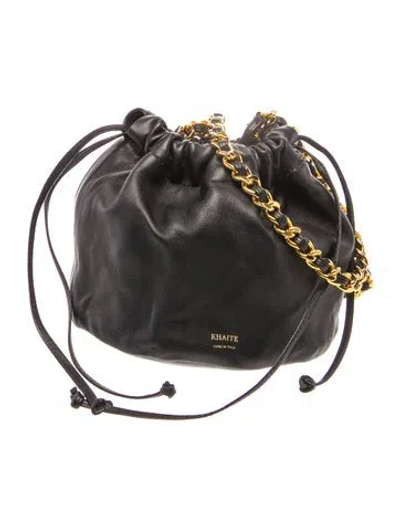 Pre-owned Khaite Leather Aria Bucket Bag Small In Black