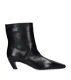 Khaite Leather Arizona Heeled Ankle Boots 50 In Black