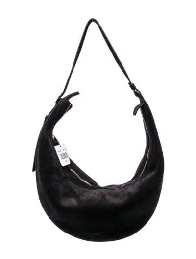 Pre-owned Khaite Leather Augustina Zip Suede Hobo Bag Small W/ Tags In Black