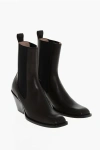 Khaite Leather Austin Western Booties With Elastic Inserts 7cm In Black