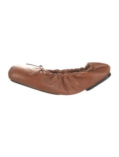Pre-owned Khaite Leather Ballet Flats In Brown