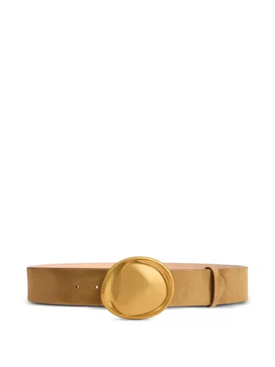 Khaite Keefe Suede Antique-gold Belt In Metallic