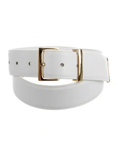 Pre-owned Khaite Leather Belt In White