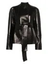 Khaite Edith Asymmetric Belted Leather Jacket In Black