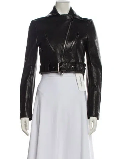 Pre-owned Khaite Leather Biker Jacket In Black