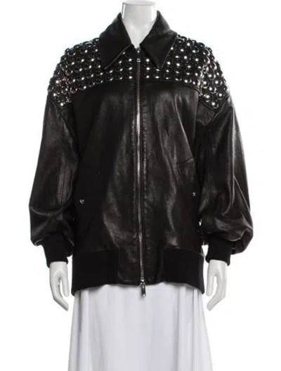 Pre-owned Khaite Leather Biker Jacket In Black