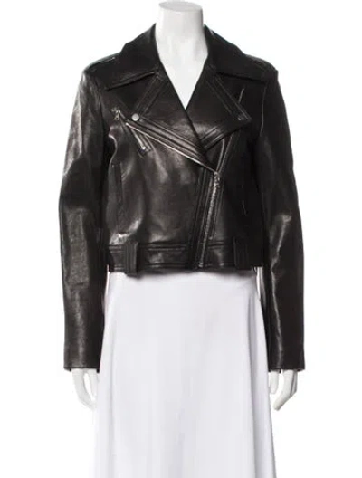 Pre-owned Khaite Leather Biker Jacket In Black