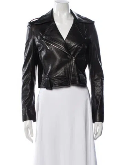 Pre-owned Khaite Leather Biker Jacket In Black
