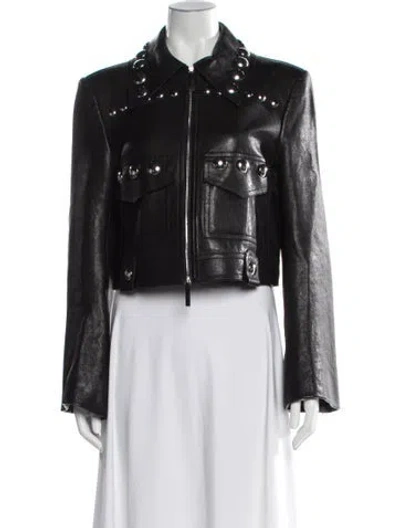 Pre-owned Khaite Leather Biker Jacket In Black
