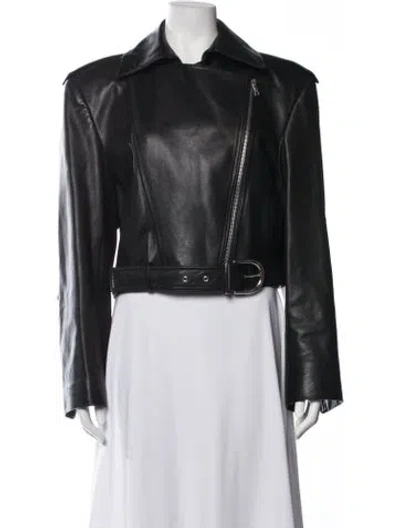 Pre-owned Khaite Leather Biker Jacket In Black