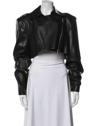 Pre-owned Khaite Leather Biker Jacket In Black