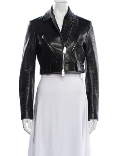 Pre-owned Khaite Leather Biker Jacket In Black