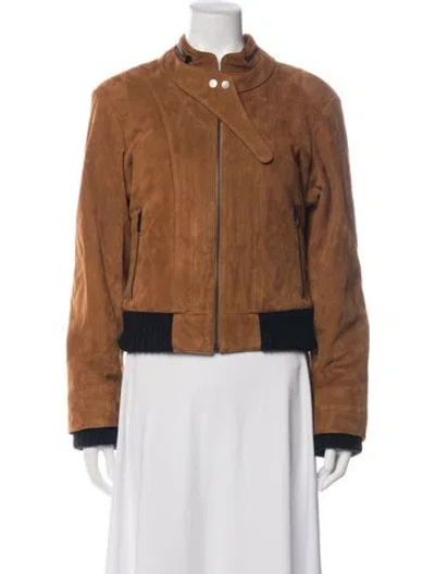 Pre-owned Khaite Leather Biker Jacket In Brown