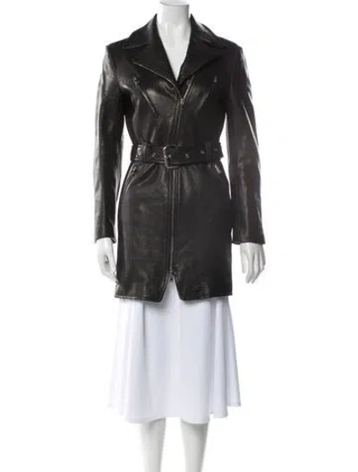 Pre-owned Khaite Leather Biker Jacket In Gray