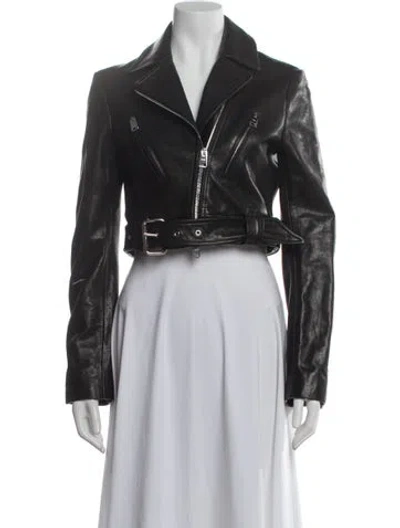 Pre-owned Khaite Leather Biker Jacket In Gray
