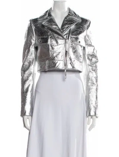 Pre-owned Khaite Leather Biker Jacket In Metallic
