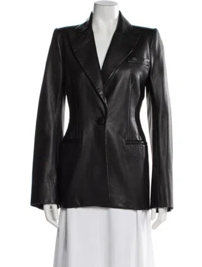 Pre-owned Khaite Leather Blazer In Black