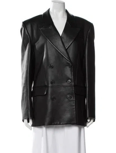 Pre-owned Khaite Leather Blazer In Black