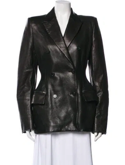 Pre-owned Khaite Leather Blazer In Green
