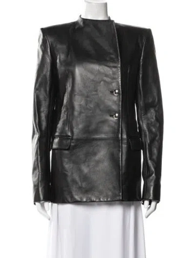 Pre-owned Khaite Leather Blazer W/ Tags In Black