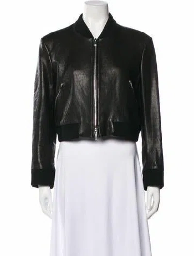 Pre-owned Khaite Leather Bomber Jacket In Black