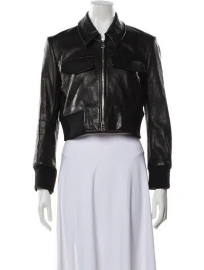 Pre-owned Khaite Leather Bomber Jacket In Black