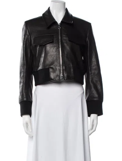 Pre-owned Khaite Leather Bomber Jacket In Black