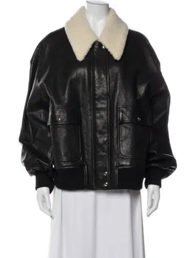 Pre-owned Khaite Leather Bomber Jacket In Brown