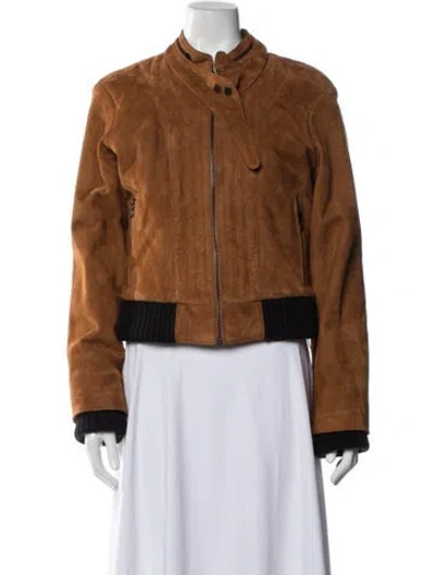 Pre-owned Khaite Leather Bomber Jacket In Brown