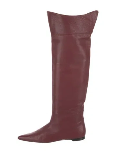 Pre-owned Khaite Leather Boots In Burgundy