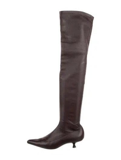 Pre-owned Khaite Leather Boots In Burgundy