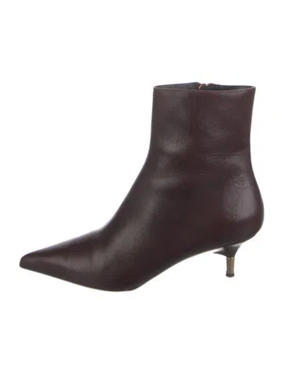 Pre-owned Khaite Leather Boots In Burgundy