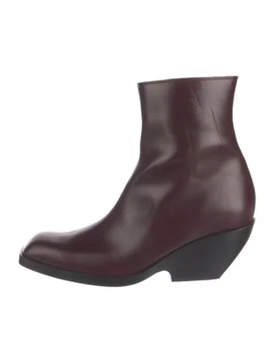 Pre-owned Khaite Leather Boots In Burgundy