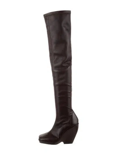Pre-owned Khaite Leather Boots In Burgundy