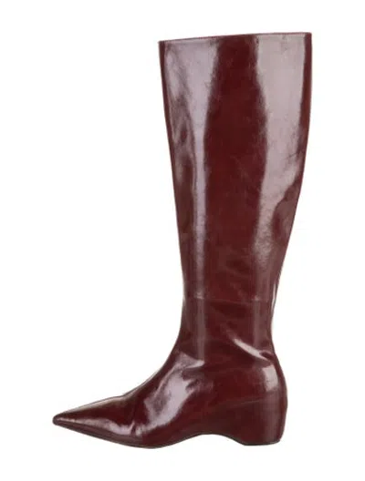 Pre-owned Khaite Leather Boots In Burgundy