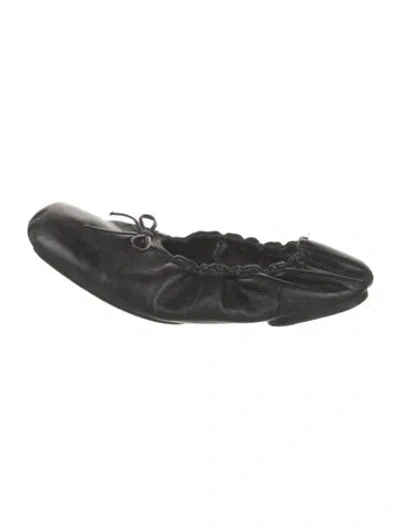 Pre-owned Khaite Leather Bow Accents Ballet Flats In Black