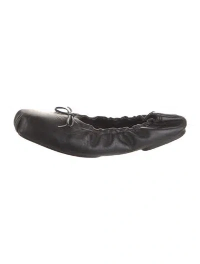 Pre-owned Khaite Leather Bow Accents Ballet Flats In Black