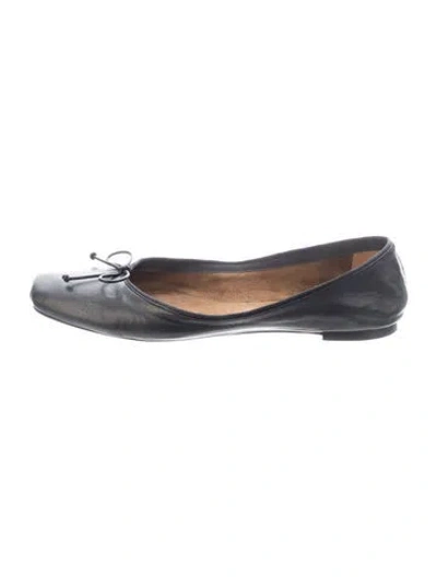 Pre-owned Khaite Leather Bow Accents Ballet Flats In Black